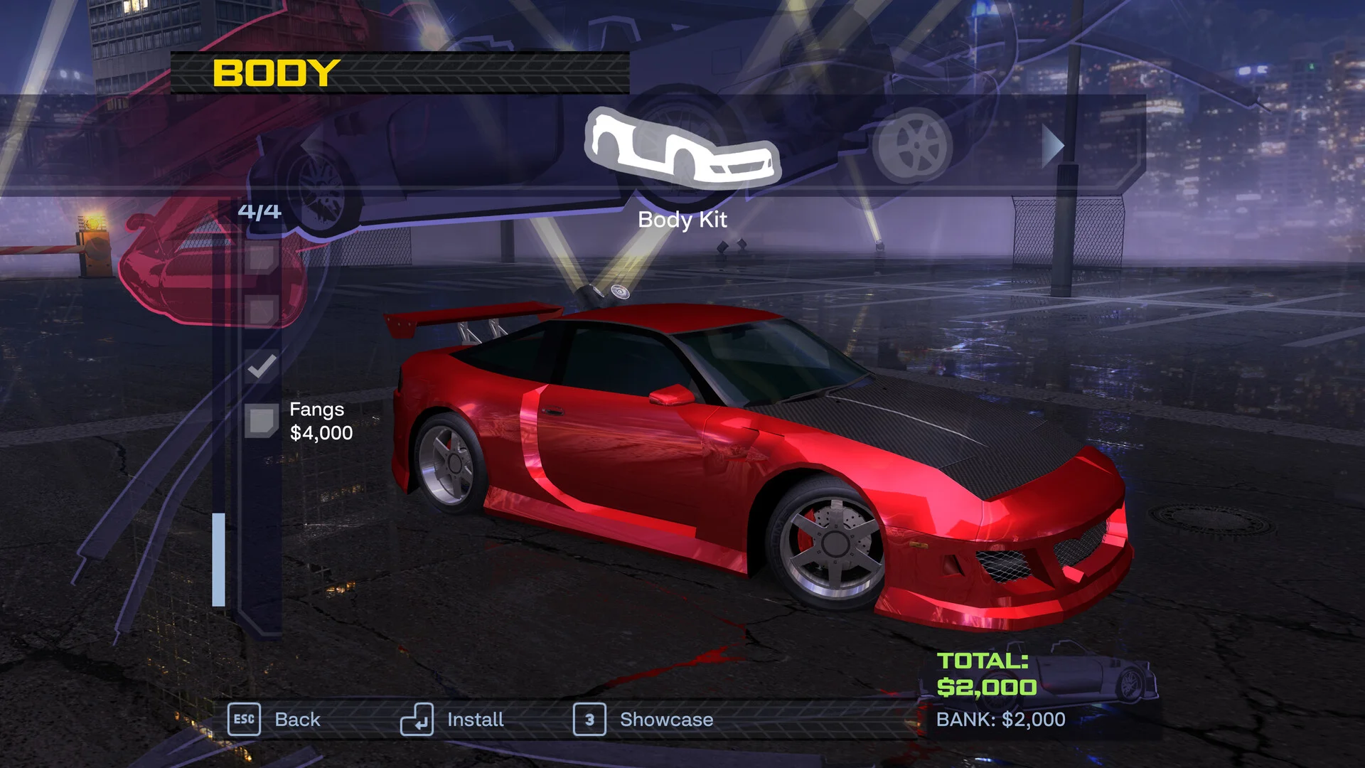 Heatwarped garage Body Kit customization interface